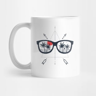 Sunglasses. Beach. Palms. Geometric Style Mug